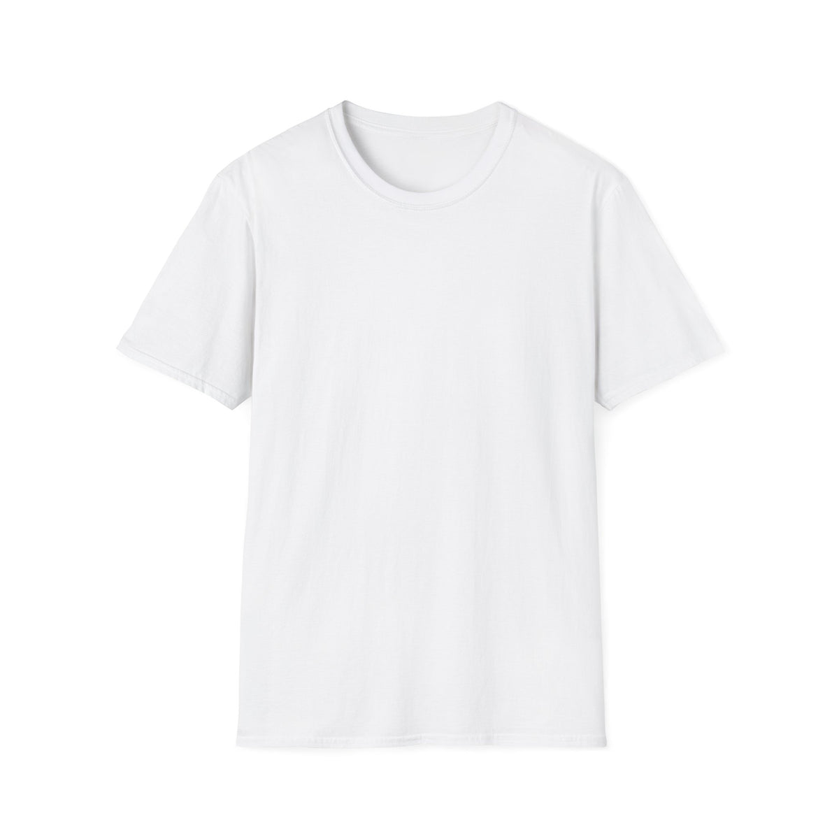 Plain front of the white Gildan Softstyle unisex T-shirt.