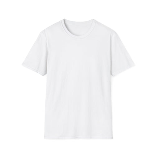 Plain front of the white Gildan Softstyle unisex T-shirt.