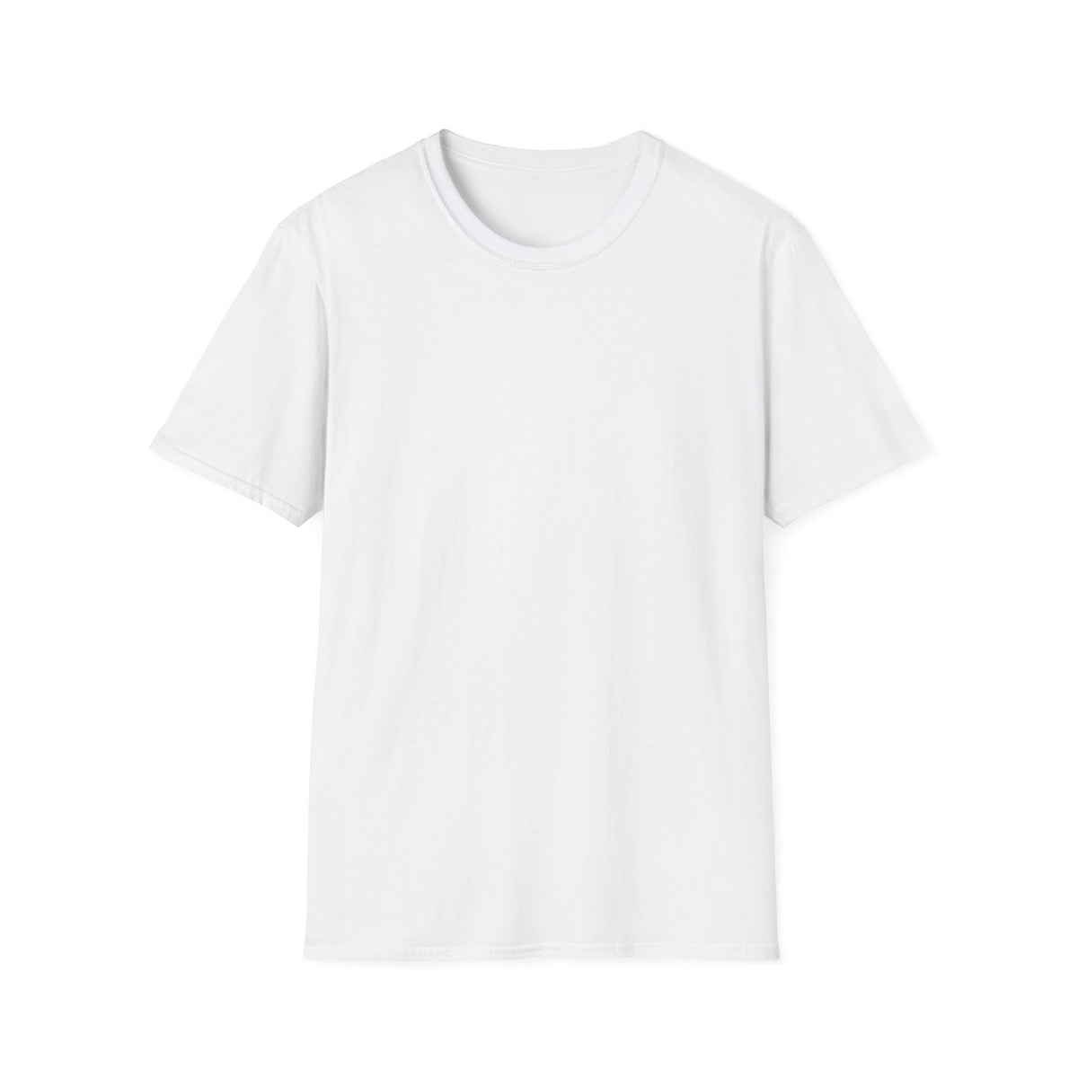 Plain front of the white Gildan Softstyle unisex crew-neck T-shirt.