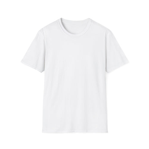 Plain front of the white Gildan Softstyle unisex crew-neck T-shirt.