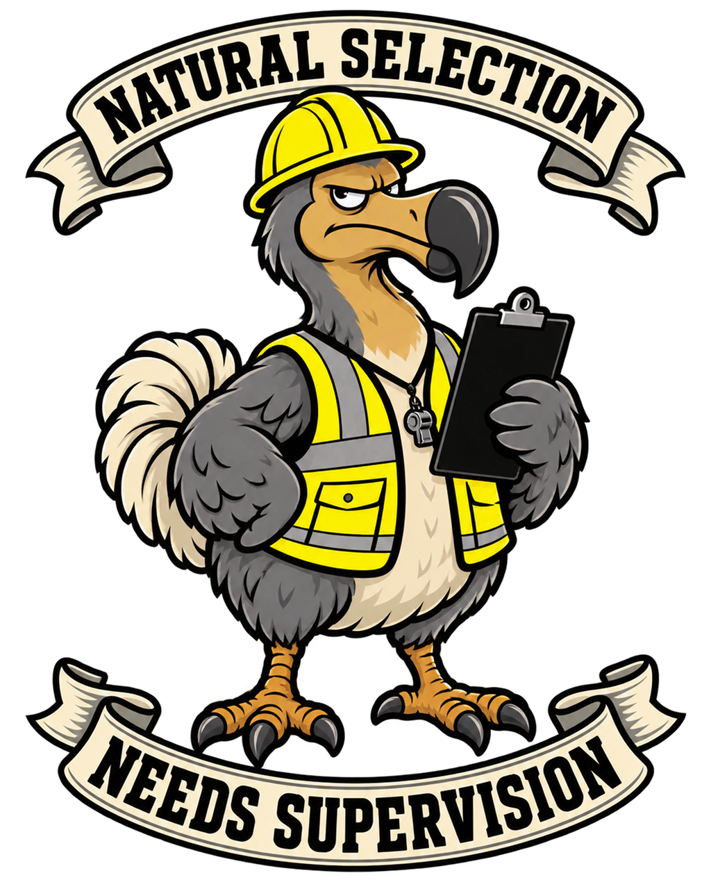 Natural Selection Needs Supervision dodo safety officer artwork