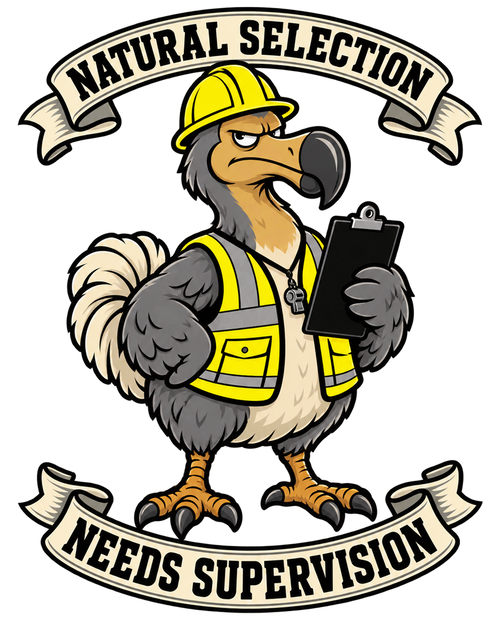 Natural Selection Needs Supervision dodo safety officer artwork